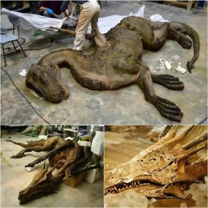 Arqueólogos en China han desenterrado un fascinante fósil que se asemeja al legendario dragón, con un par de cuernos, en el Museo de Fósiles de Vida Antigua Xiawei en Anshun, Guizhou